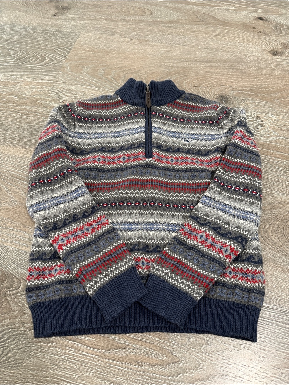 Vineyard vines  Half-Zip Fair Isle Sweater - Navy/Grey/Red